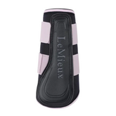 Black and lilac LeMieux horse protective boot on a white background